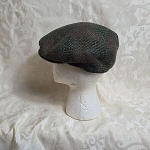 Kent Vintage Green Tweed Newsboy Cap Made in Italy